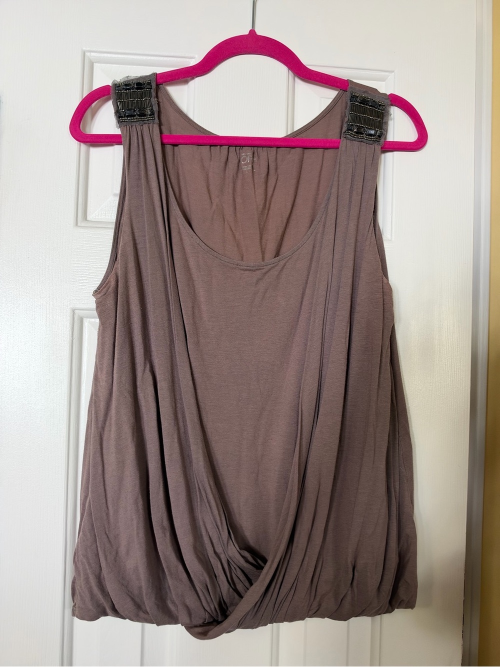 LOFT Draped Bubble-Hem Sleeveless Tank - Taupe